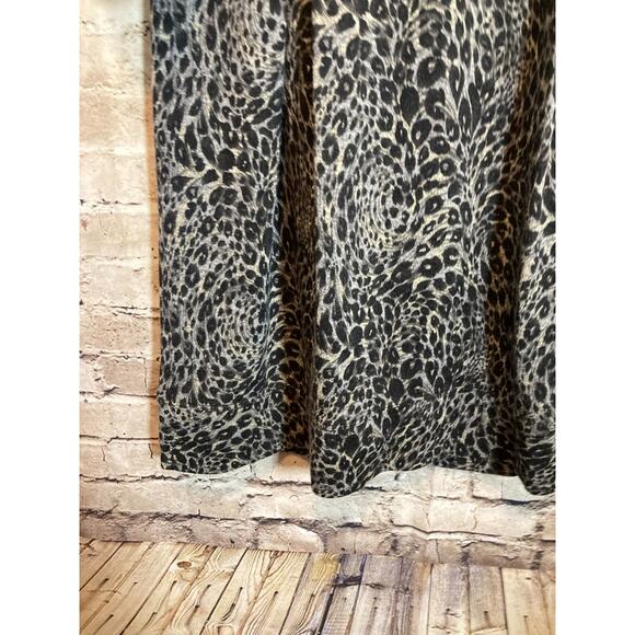 New Directions Sweater Dress Womens XL Gray Cheetah Leopard Cowl Neck Stretch - Picture 8 of 14